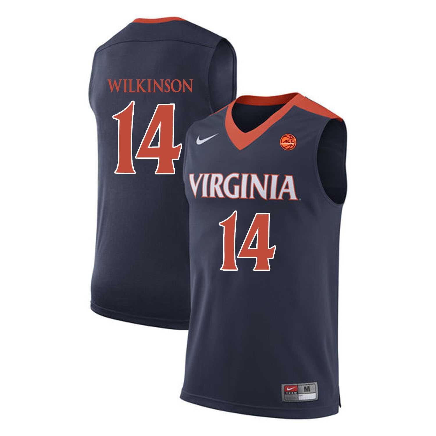Virginia Cavaliers #14 Isaiah Wilkinson Navy College Basketball Jersey